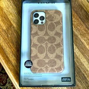 New Sealed Coach Signature Tan iPhone 12 12 Pro Smartphone Slim Wrap Case